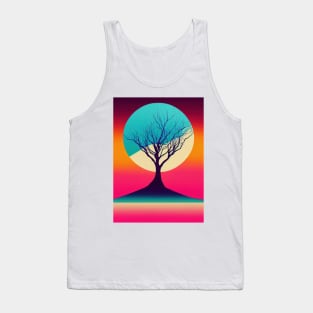 Vibrant Colored Whimsical Minimalist Lonely Tree - Abstract Minimalist Bright Colorful Nature Poster Art of a Leafless Branches Tank Top